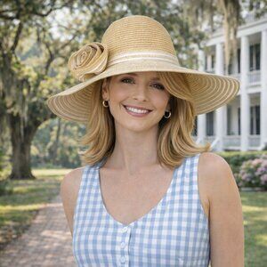 Wide Brim Flowered Hat